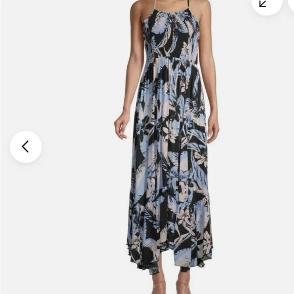 NWT Free People Heat Wave Leaf Printed Maxi Dress, Halter, Size Medium - Picture 2 of 6